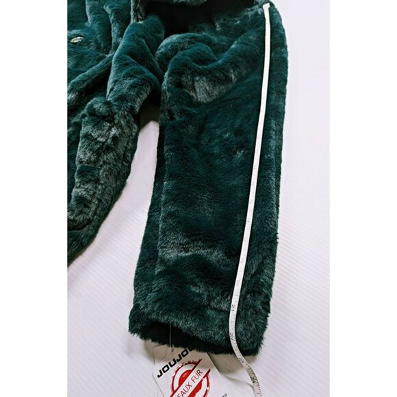 Jou Jou Women's Faux-Fur Double-Breasted Coat Hunter Green Size S (MSRP $100) - Picture 8 of 8